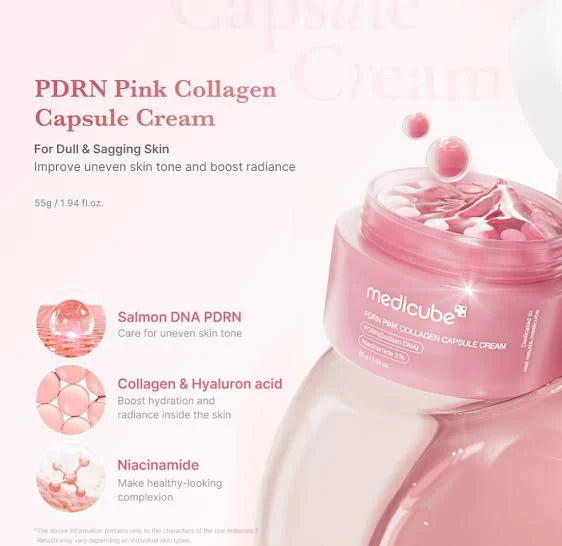 Medicube PDRN Pink Collagen Capsule Cream 55g - Κρέμα με κάψουλες κολλαγόνου και DNA σολομού