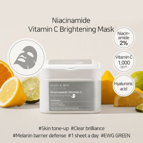 Mary&May Niacinamide Vitamin C Brightening Mask 30pcs - Υφασμάτινες μάσκες για Λάμψη