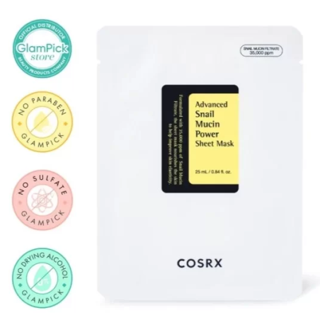 COSRX - Advanced Snail Mucin Power Sheet Mask - Μάσκα Προσώπου για Λάμψη / Ενυδάτωση / Αντιγήρανση / Αναζωογόνηση / Καθαρισμό