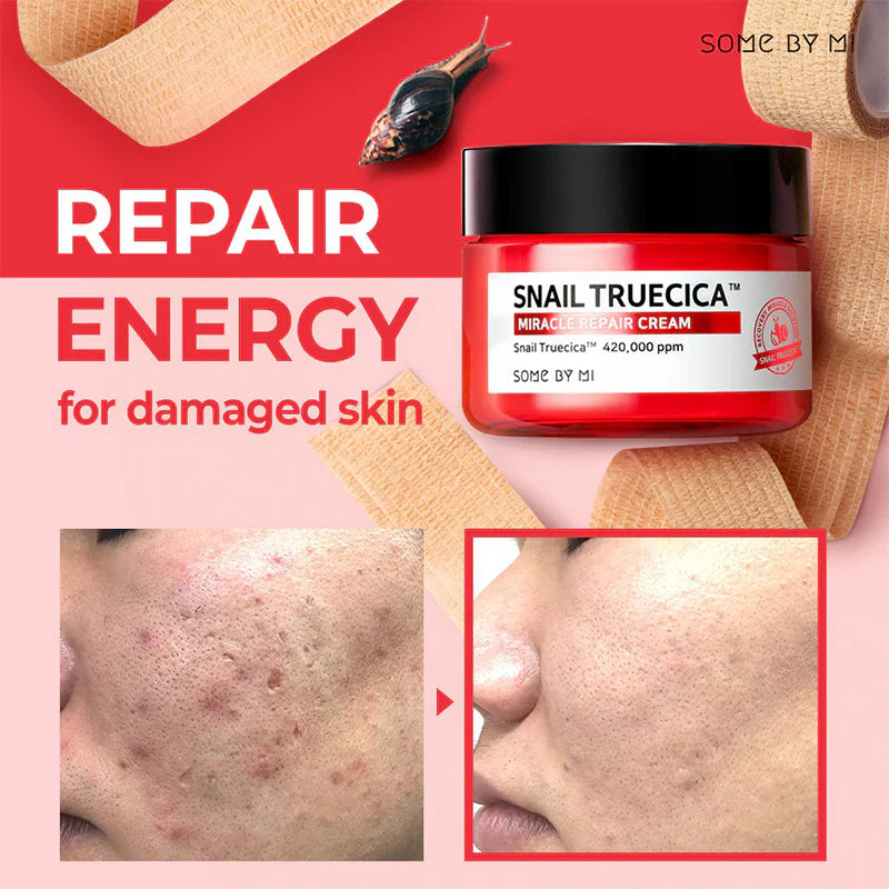 Some By Mi Snail TrueCICA Miracle Repair Cream - Κρέμα Προσώπου για Ανάπλαση & Ατέλειες με Έκκριμα Σαλιγκαριού & Centella Asiatica