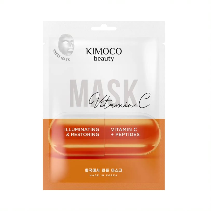 KIMOCO Sheet Mask Vitamin C and Peptides -  Ενυδατική μάσκα προσώπου με λάμψη