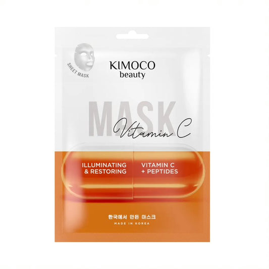 KIMOCO Sheet Mask Vitamin C and Peptides -  Ενυδατική μάσκα προσώπου με λάμψη