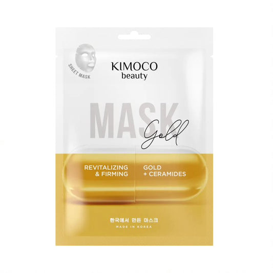 KIMOCO Sheet Mask Gold and Ceramides -  Eνυδατική μάσκα προσώπου για λάμψη