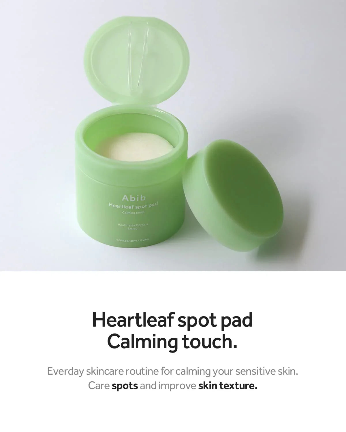 Abib Heartleaf Spot Pad Calming Touch - Απολεπιστικά pads εμποτισμένα με εκχύλισμα heartleaf για καταπραϋντικά και ηρεμιστικά αποτελέσματα