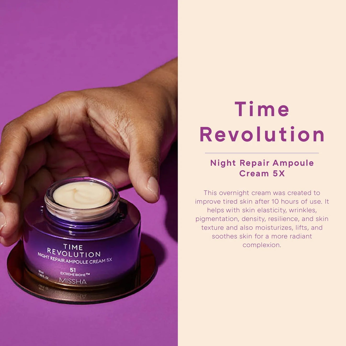 MISSHA Time Revolution Night Repair Ampoule Cream 5x - Κορυφαία θεραπεία αντιγήρανσης με προβιοτικά πέμπτης γενιάς
