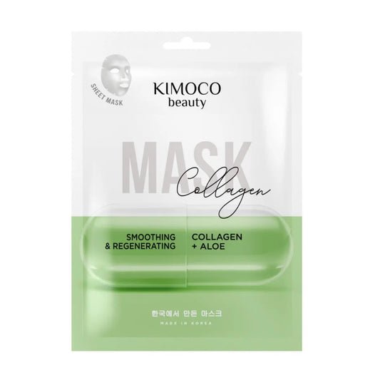 KIMOCO Sheet Mask Collagen - Λειαντική και Aναζωογονητική Μάσκα Προσώπου με Κολλαγόνο και Αλόη