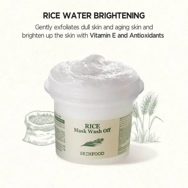 SKINFOOD Rice Mask Wash Off - Μάσκα Προσώπου για  φραγμένους πόρους