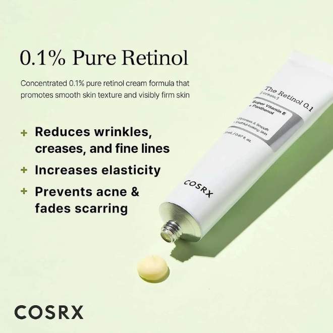 COSRX The Retinol 0.1 Cream 20ml -  Κρέμα Προσώπου Νυκτός για Σύσφιξη & Ακμή με Καθαρή Ρετινόλη