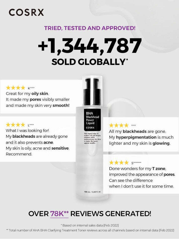 Cosrx BHA Blackhead Power Liquid 100ml - Ορός Απολεπιστικός προσώπου κατά των μαύρων στιγμάτων και απομάκρυνση των νεκρών κυττάρων του δέρματος