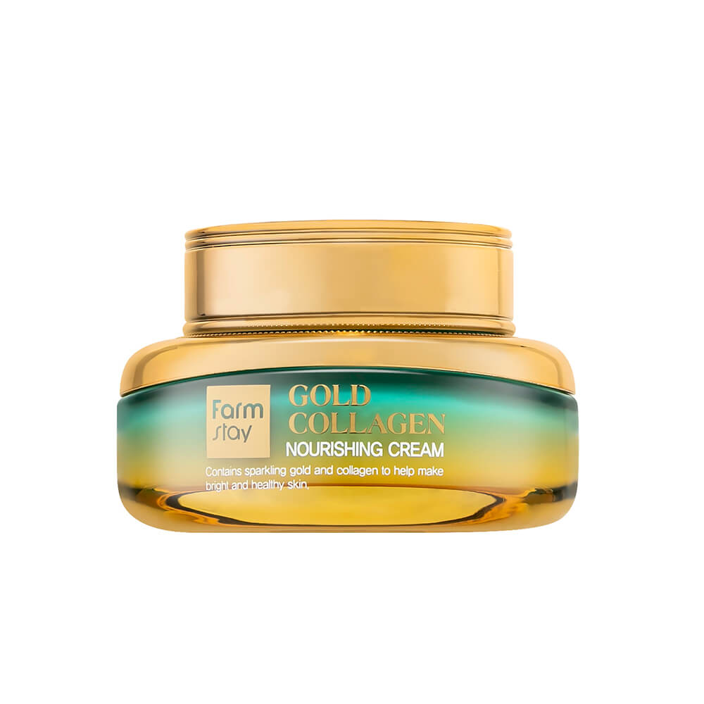 Farmstay Gold Collagen Nourishing Cream - Κρέμα Προσώπου με λαμπερά Σωματίδια Χρυσού και Κολλαγόνου για Λάμψη